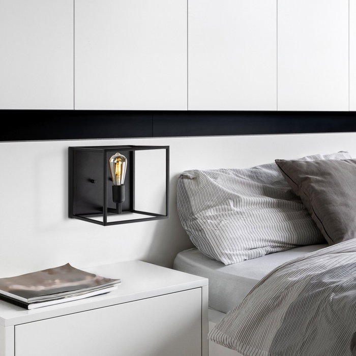 Opviq Kafes - 13750 Lámpara de Pared de Cuerpo Metálico Negro